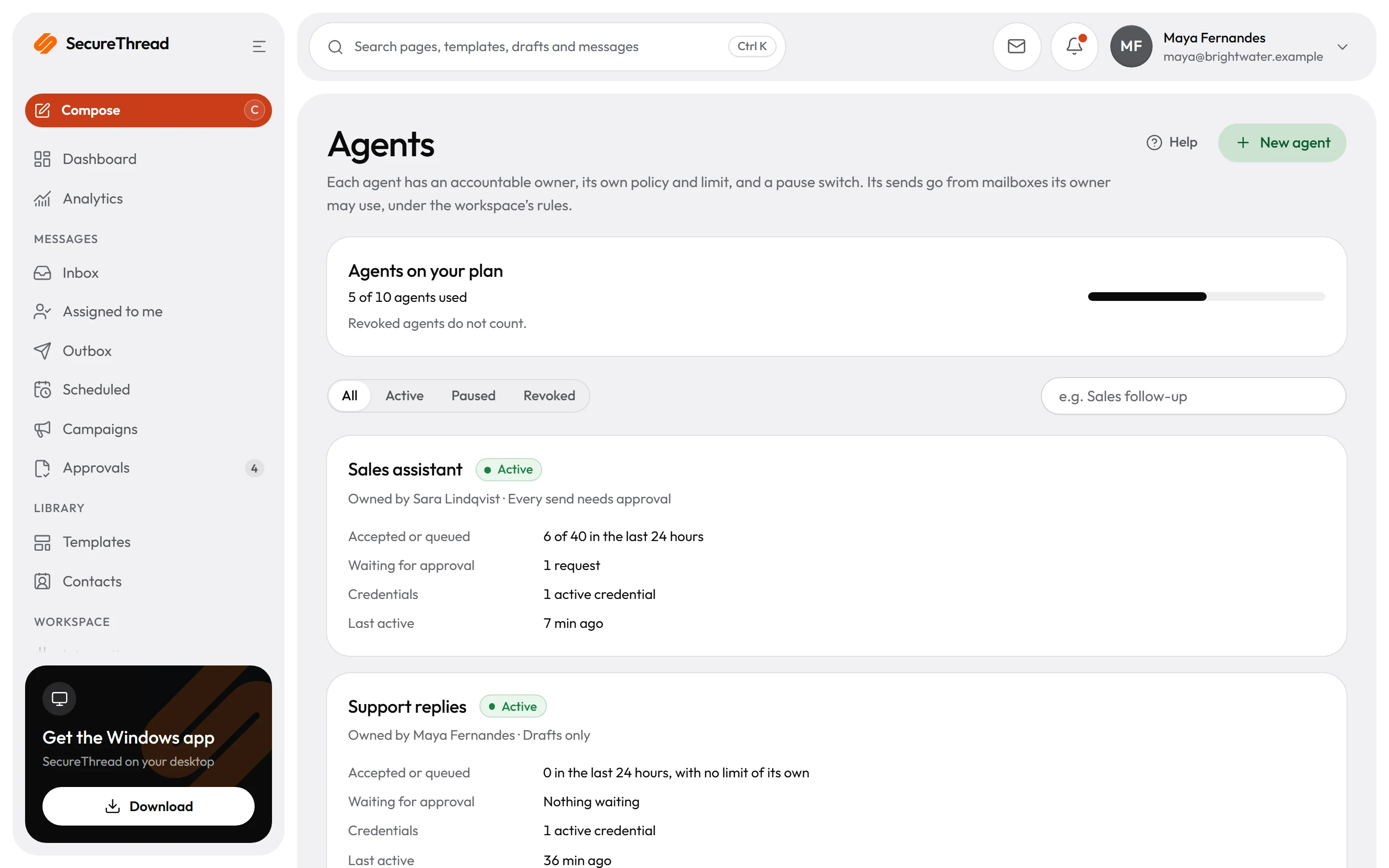 AI agents: each assistant with its owner, policy, limits and a pause switch